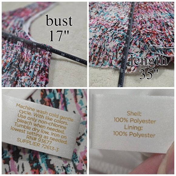 Decree ✦ Sleeveless Chiffon Dress ✦ Abstract Multicolor Print w/ Soft Lining M - Picture 14 of 16